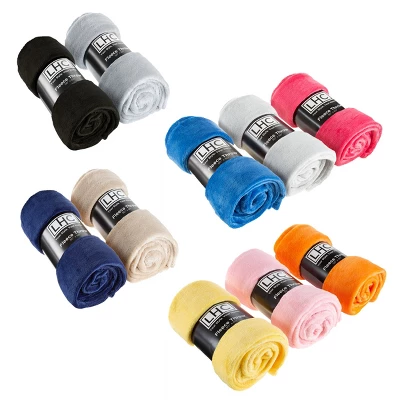 Fleece Throw Blanket- Set Of 3- Yellow, Orange & Pink Plush 60x50" Blankets- Soft & Cozy For Travel, Outdoors & Lounging On The Sofa By Hastings Home 2 Fleece Throw Blanket- Set Of 3- Yellow, Orange & Pink Plush 60x50" Blankets- Soft & Cozy For Travel, Outdoors & Lounging On The Sofa By Hastings Home - Image 2