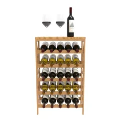 Hastings Home 25-Bottle Holder Freestanding Wine Rack With Tabletop, Brown -Hastings Home Sales GUEST 018c88ef c931 4087 b97c 7c45f56ea39c