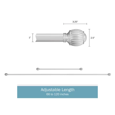 Hastings Home Curtain Rod, Silver With Cone Finials 1 Hastings Home Curtain Rod, Silver With Cone Finials