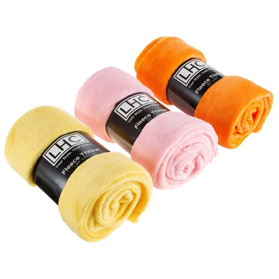 Fleece Throw Blanket- Set Of 3- Yellow, Orange & Pink Plush 60x50" Blankets- Soft & Cozy For Travel, Outdoors & Lounging On The Sofa By Hastings Home 3 Fleece Throw Blanket- Set Of 3- Yellow, Orange & Pink Plush 60x50" Blankets- Soft & Cozy For Travel, Outdoors & Lounging On The Sofa By Hastings Home - Image 3