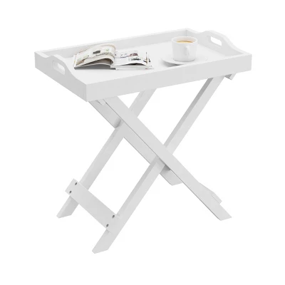 Hastings HomeFolding End Table With Wooden Stand And Removable Top Tray, White 1 Hastings HomeFolding End Table With Wooden Stand And Removable Top Tray, White