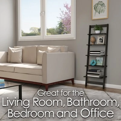 Hastings Home 5-Tier Ladder-Style Bookcase 4 Hastings Home 5-Tier Ladder-Style Bookcase - Image 4