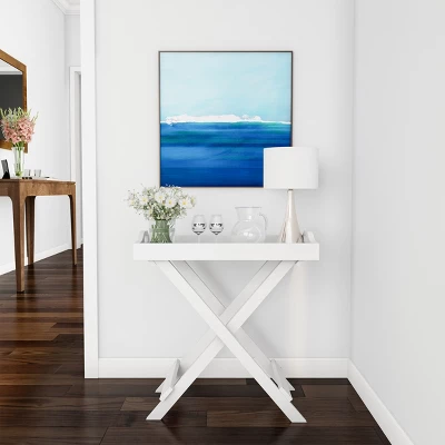 Hastings HomeFolding End Table With Wooden Stand And Removable Top Tray, White 5 Hastings HomeFolding End Table With Wooden Stand And Removable Top Tray, White - Image 5