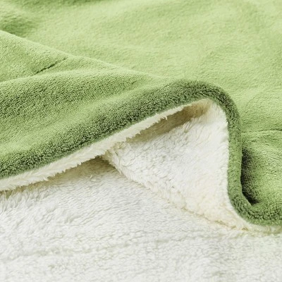Poly Fleece - Oversized Plush Woven Polyester Fleece Solid Color Throw - Breathable By Hastings Home (Aloe Green And White) 1 Poly Fleece - Oversized Plush Woven Polyester Fleece Solid Color Throw - Breathable By Hastings Home (Aloe Green And White)