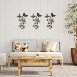 Hastings Home Garden Butterfly Metal Wall Art Decorative 3D Flowers For Modern Farmhouse - Hand-Painted Distressed Finish -Hastings Home Sales GUEST 0f9e312c 80e8 4a04 a924 28f100035bd8