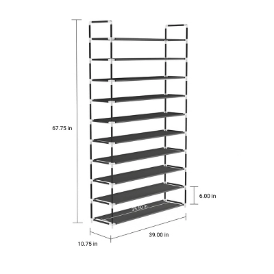 Hastings Home Space-Saving Shoe Rack - 10-Tier, Black 2 Hastings Home Space-Saving Shoe Rack - 10-Tier, Black - Image 2