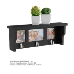 Wall Shelf And Picture Collage With Ledge And 3 Hanging Hooks- Photo Frame Decor Shelving With Modern Look, Holds 3 Photos By Hastings Home (Black) -Hastings Home Sales GUEST 13e0bfd2 d2f9 4090 89f5 f1fc69dee7da