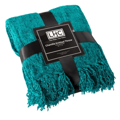 Hastings Home Oversized Chenille Throw Blanket - Lagoon Teal 5 Hastings Home Oversized Chenille Throw Blanket - Lagoon Teal - Image 5