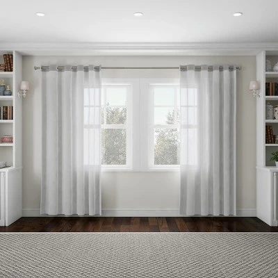 Hastings Home 66-120" Gray Curtain Rod With Square Finials 2 Hastings Home 66-120" Gray Curtain Rod With Square Finials - Image 2