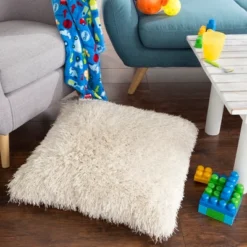 Fuzzy Oversized Throw Pillow - Shag Faux Fur Glam Decor - Plush Square Accent Or Floor Pillow For Bedroom, Living Room, Or Dorm By Lavish Home (Beige) -Hastings Home Sales GUEST 1abec4e9 c738 4081 860f 948f3e2e807b