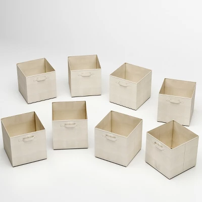 Hastings Home Set Of Storage Cubes - Beige, 8 Pieces 1 Hastings Home Set Of Storage Cubes - Beige, 8 Pieces