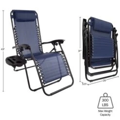 Hastings Home Zero-Gravity Recliner Chairs, Navy Blue, Set Of 2