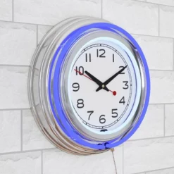 Hastings Home 14" Round Double Light Ring Analog Neon Wall Clock -Hastings Home Sales GUEST 26df2f97 d17c 4ae2 8ff7 6bcb30e8a5fc