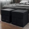 Hastings Home 2-Pack Folding Ottoman Cubes, Black