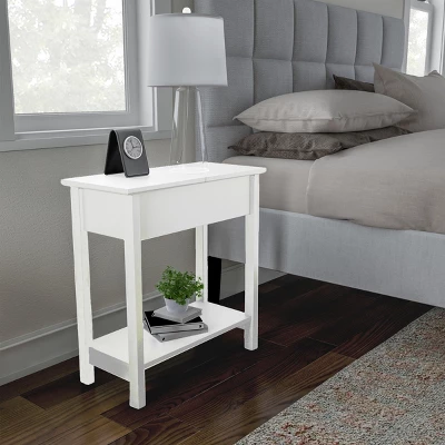 Hastings Home Narrow Flip Top End Table – White 5 Hastings Home Narrow Flip Top End Table – White - Image 5