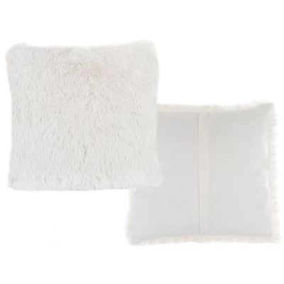 18” Plush Pillows – Set Of 2 Luxury Square Accent Pillow Inserts And Shag Glam Covers – For Bedroom Or Living Room By Lavish Home (White) 4 18” Plush Pillows – Set Of 2 Luxury Square Accent Pillow Inserts And Shag Glam Covers – For Bedroom Or Living Room By Lavish Home (White) - Image 4