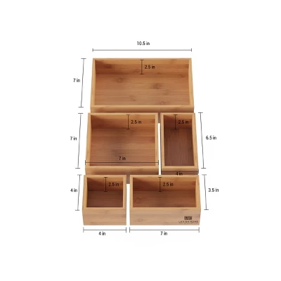 Drawer Organizer -5 Compartment Modular Natural Wood Bamboo Space Saver Tray Storage For Kitchen, Office, Bedroom And Bathroom By Hastings Home 1 Drawer Organizer -5 Compartment Modular Natural Wood Bamboo Space Saver Tray Storage For Kitchen, Office, Bedroom And Bathroom By Hastings Home