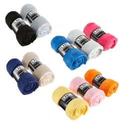 Fleece Throw Blanket-Set Of 2-Navy Blue & Sand Plush 60"x50" Blankets- Soft & Cozy For Travel, Outdoor Events &Lounging On The Sofa By Hastings Home -Hastings Home Sales GUEST 3286eada ddf0 4549 88c5 31fa55da6bea