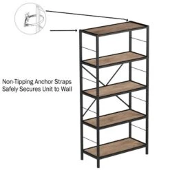 Hastings Home 5-Tier Open Style Bookshelf, Brown -Hastings Home Sales GUEST 32bad615 1de3 49c2 bcca 66789fbe86cd