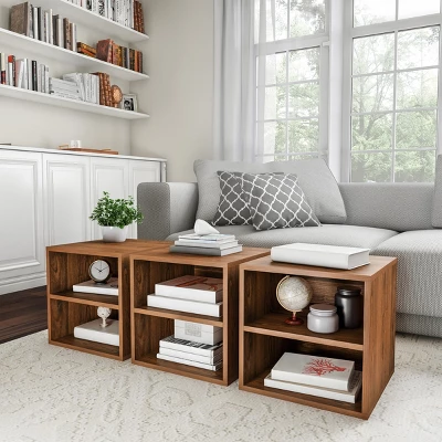 Hastings Home 2-Shelf Cube End Table, Brown 4 Hastings Home 2-Shelf Cube End Table, Brown - Image 4