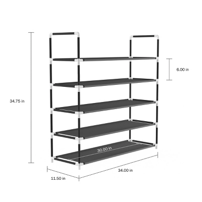 Hastings Home 5-Tier Shoe Rack For Storage And Organization - Black 2 Hastings Home 5-Tier Shoe Rack For Storage And Organization - Black - Image 2