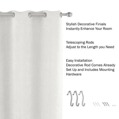 Hastings Home Curtain Rod, Silver With Cone Finials 2 Hastings Home Curtain Rod, Silver With Cone Finials - Image 2