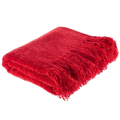 Hastings Home Oversized Chenille Throw Blanket - 60" X 70", Vineyard Red 2 Hastings Home Oversized Chenille Throw Blanket - 60" X 70", Vineyard Red - Image 2