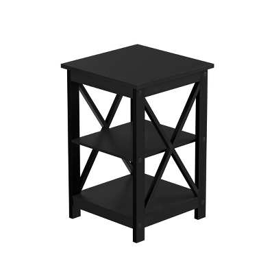 Hastings Home End Table With Two Shelves, X-Leg Design, And Wooden Stand, Black 5 Hastings Home End Table With Two Shelves, X-Leg Design, And Wooden Stand, Black - Image 5