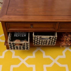 Villacera Rectangle Hand Weaved Wicker Baskets Made Of Water Hyacinth | Nesting Black And Natural Seagrass Bins | Set Of 2 -Hastings Home Sales GUEST 3f0f38f3 2c6d 437d bb71 64f8cea4eab3