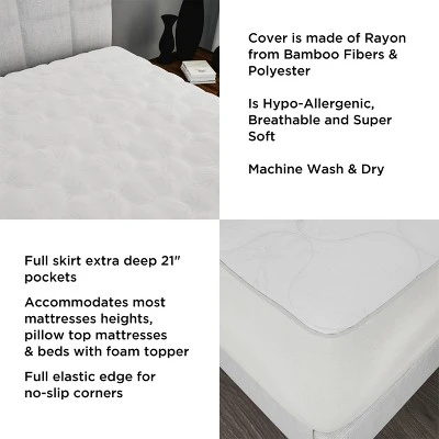 Mattress Cover-Made From Hypo-Allergenic Bamboo Fiber Rayon- Skirted Bed Protector, Breathable Pad With Fitted No Slip Corners By Hastings Home (Twin) 2 Mattress Cover-Made From Hypo-Allergenic Bamboo Fiber Rayon- Skirted Bed Protector, Breathable Pad With Fitted No Slip Corners By Hastings Home (Twin) - Image 2
