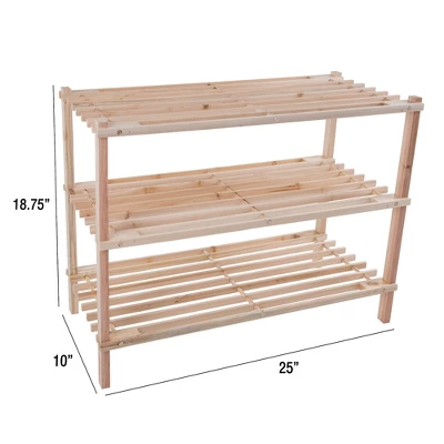 Hastings Home 3-Tier Wooden Shoe Rack - Organizes Up To 9-Pairs - Light Woodgrain 1 Hastings Home 3-Tier Wooden Shoe Rack - Organizes Up To 9-Pairs - Light Woodgrain