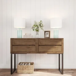 Hastings Home Blue Glass Open Base Table Lamp With LED Bulb And Modern Shade For Coastal, Nautical, And Rustic Cottage Styles -Hastings Home Sales GUEST 45c4535e 5090 44a8 81e9 74588180aced