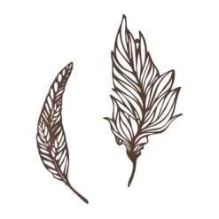 Wall Decor-Set Of Two Metal Feather Hanging Wall Art Laser Cut Contemporary Nature Sculpture For Living Room, Bedroom, Kitchen By Hastings Home