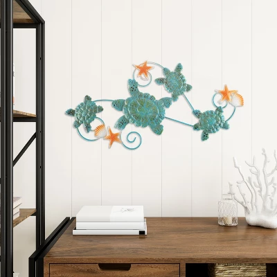 Hastings Home Sea Turtles With Shells And Starfish Nautical 3D Metal Hanging Wall Art 5 Hastings Home Sea Turtles With Shells And Starfish Nautical 3D Metal Hanging Wall Art - Image 5