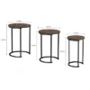 Hastings Home Round End Tables With Woodgrain-Look And Black Metal Base, Gray/Brown, Set Of 3