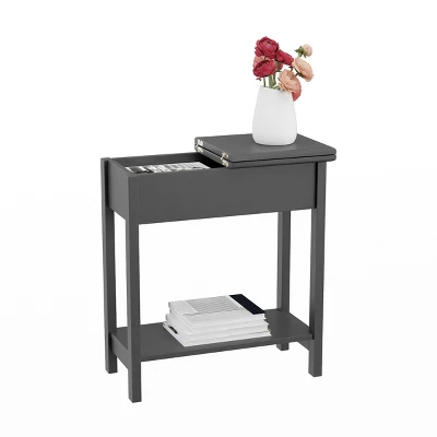 Hastings Home Narrow Flip Top End Table – Gray 1 Hastings Home Narrow Flip Top End Table – Gray