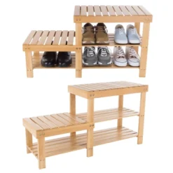Hastings Home Sales 15 Hastings Home 2-Tier Bamboo Shoe Rack And Bench