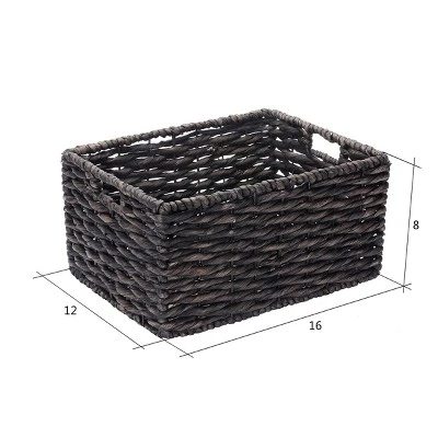 Hastings Home Handmade Rectangular Twisted Wicker Baskets - Set Of 2 - Black 1 Hastings Home Handmade Rectangular Twisted Wicker Baskets - Set Of 2 - Black