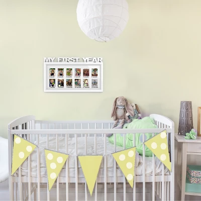 My First Year Collage Baby Picture Frame- Memory Keepsake For Babies With 12 Month Display For One 2x3 Wallet Photo Monthly By Hastings Home (White) 5 My First Year Collage Baby Picture Frame- Memory Keepsake For Babies With 12 Month Display For One 2x3 Wallet Photo Monthly By Hastings Home (White) - Image 5