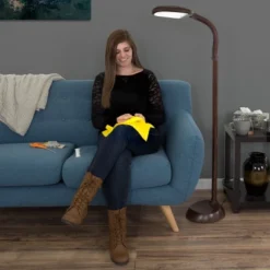 Hastings Home Natural Daylight Floor Lamp - 60", Dark Brown Woodgrain -Hastings Home Sales GUEST 5b469290 a654 4d56 b648 1717455be0f9