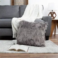 22"x22" Oversize Faux Fur Square Throw Pillow - Hastings Home -Hastings Home Sales GUEST 60b2af05 9d04 4fd2 ad79 e8b3658a739d