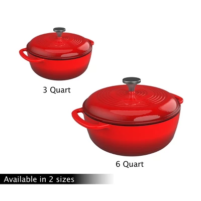 Hastings Home Cast Iron Enamel-Coated 6-Quart Dutch Oven With Lid - Red 5 Hastings Home Cast Iron Enamel-Coated 6-Quart Dutch Oven With Lid - Red - Image 5