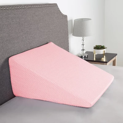 Hastings Home Extra High Memory Foam Wedge Pillow With Antibacterial And Mildew Proof Rayon Fiber Cover - Pink 3 Hastings Home Extra High Memory Foam Wedge Pillow With Antibacterial And Mildew Proof Rayon Fiber Cover - Pink - Image 3