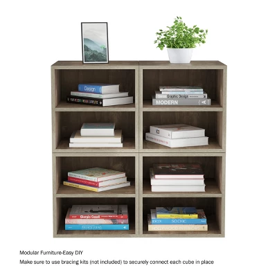 End Table - Stackable Contemporary Minimalist Modular Cube Accent Table Double Shelves For Bedroom, Living Room Or Office By Hastings Home (Gray) 6 End Table - Stackable Contemporary Minimalist Modular Cube Accent Table Double Shelves For Bedroom, Living Room Or Office By Hastings Home (Gray) - Image 6