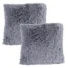 18” Plush Pillows – Set Of 2 Luxury Square Accent Pillow Inserts And Shag Glam Covers – For Bedroom Or Living Room By Hastings Home (Gray)