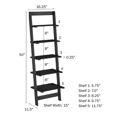Hastings Home 5-Tier Ladder-Style Bookcase 1 Hastings Home 5-Tier Ladder-Style Bookcase