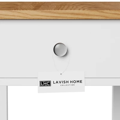 Hastings Home Narrow Side Table With Drawer And Storage Shelf - White/Honey Oak 4 Hastings Home Narrow Side Table With Drawer And Storage Shelf - White/Honey Oak - Image 4