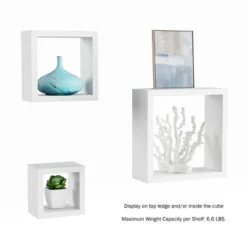 Floating Shelves- Open Cube Wall Shelf Set With Hidden Brackets, 3 Sizes To Display Decor, Photos, More- Hardware Included By Hastings Home (White) -Hastings Home Sales GUEST 70e3de27 6368 4307 a9f7 a216fee8c14c