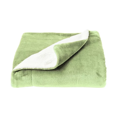Poly Fleece - Oversized Plush Woven Polyester Fleece Solid Color Throw - Breathable By Hastings Home (Aloe Green And White) 6 Poly Fleece - Oversized Plush Woven Polyester Fleece Solid Color Throw - Breathable By Hastings Home (Aloe Green And White) - Image 6
