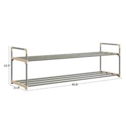 Hastings Home 12-Pair Freestanding 2-Tier Shoe Storage Rack β Black